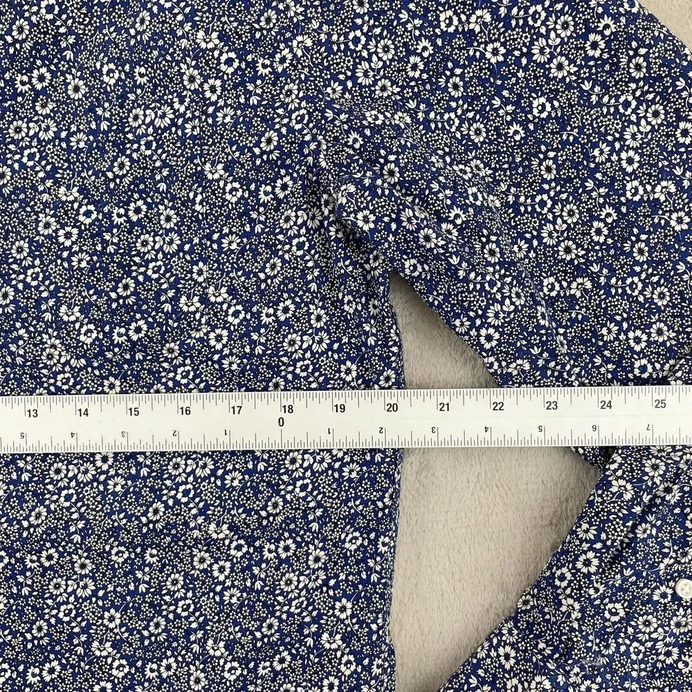 J. CREW Shirt Men Medium Blue Floral Slim Fit Flex Washed Preppy‎ Long Sleeve